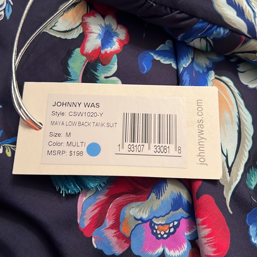 NWT Johnny Was Maya Floral Low-Back Tank One Piece Swimsuit inBlue Floral Medium - Picture 4 of 7